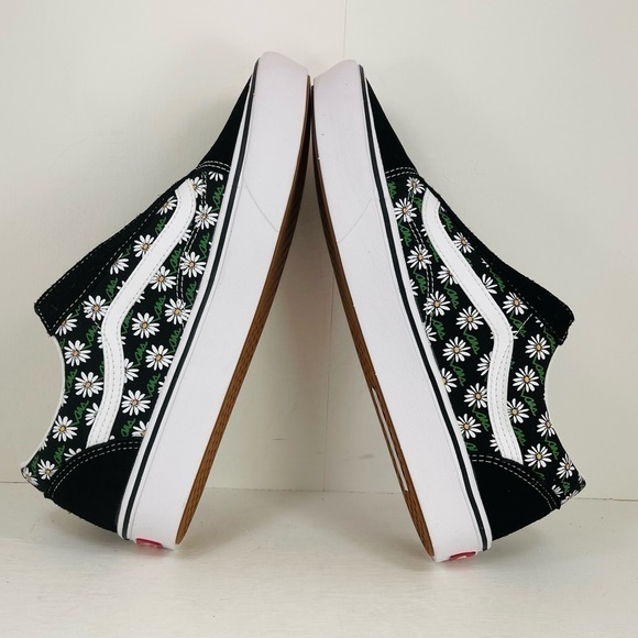Vans Comfycush Old Skool Scribble Flower Daisy Black Sneaker Size 10.5 Men - Picture 6 of 8